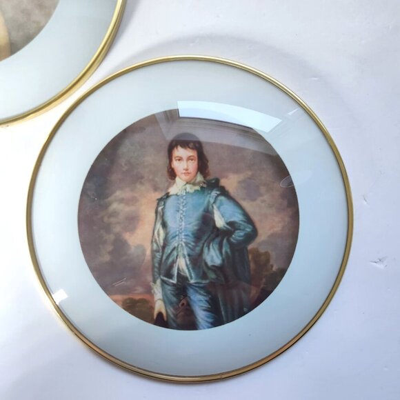 Vintage Pinkie and Blue Boy Set of 2 Convex Glass Bubble Frame Hanging Wall Art - Picture 6 of 8